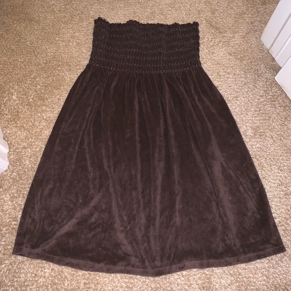 Brown strapless swim cover up